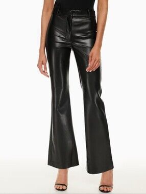 Aritzia Babaton Caberet Faux Leather Flared Pants Black Size 10